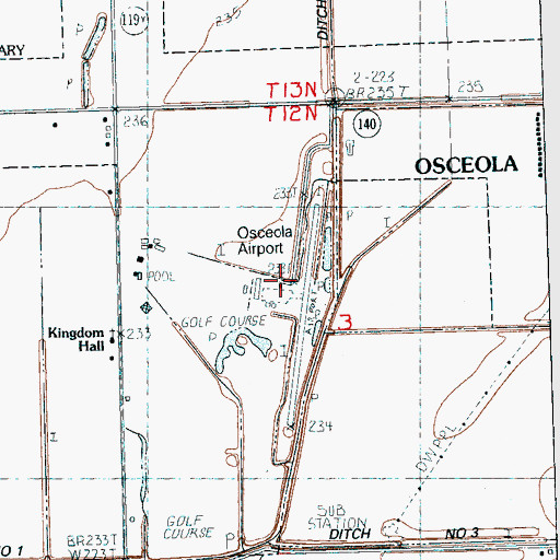 Topographic Map of Osceola Municipal Airport, AR