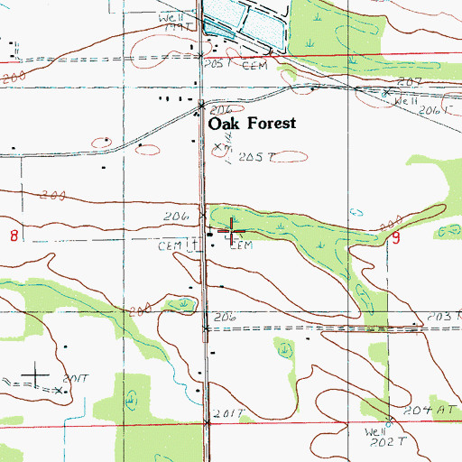 Topographic Map of Mount Moriah Cemetery, AR