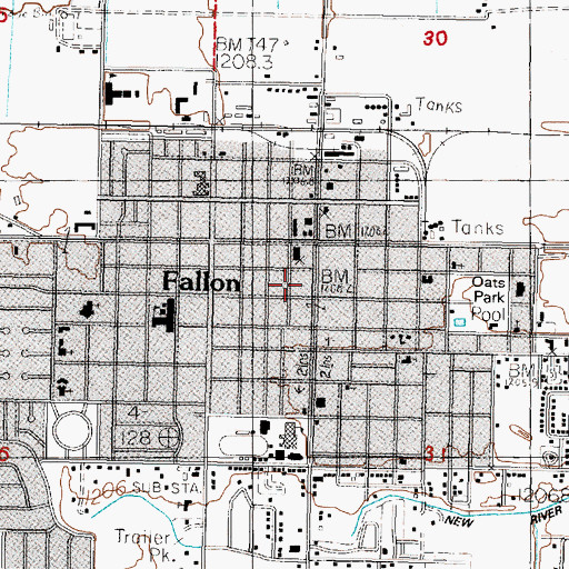 Topographic Map of Fallon, NV