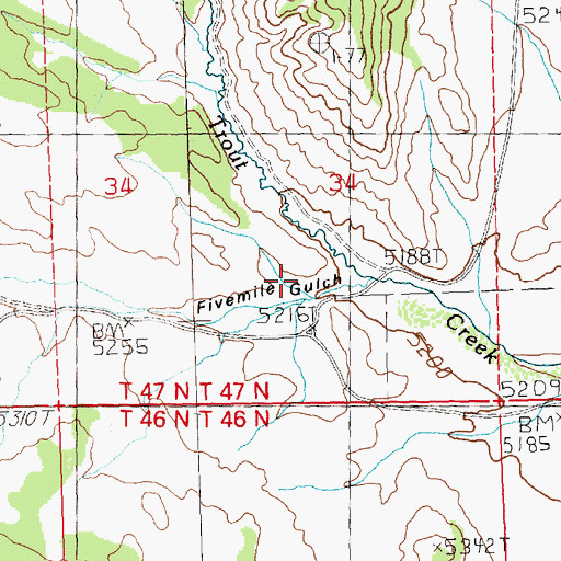 Topographic Map of Fivemile Gulch, NV