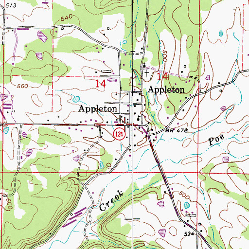 Topographic Map of Appleton Post Office (historical), AR