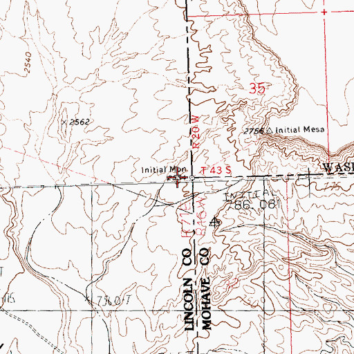 Topographic Map of Initial Monument, NV