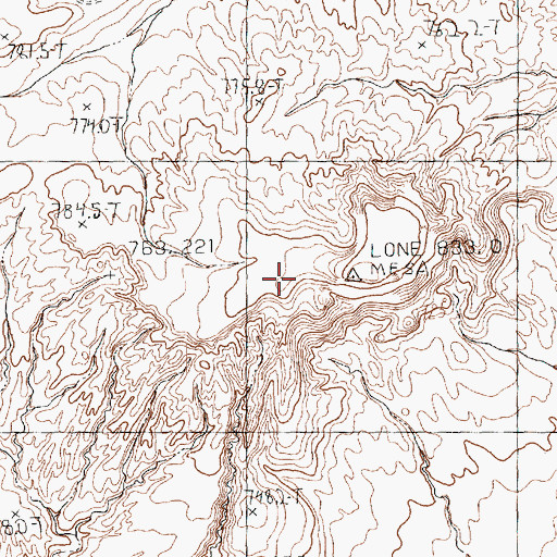 Topographic Map of Lone Mesa, NV