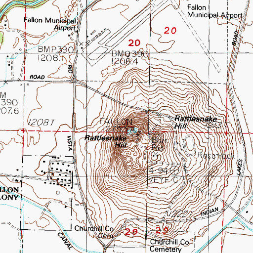 Topographic Map of Rattlesnake Hill, NV