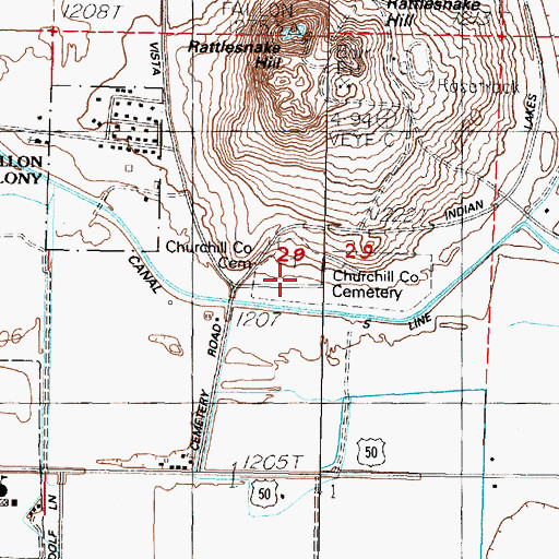 Topographic Map of Churchill County Cemetery, NV