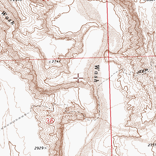 Topographic Map of Snow Spring Wash, NV