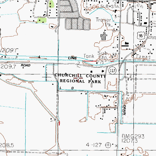 Topographic Map of Churchill County Regional Park, NV