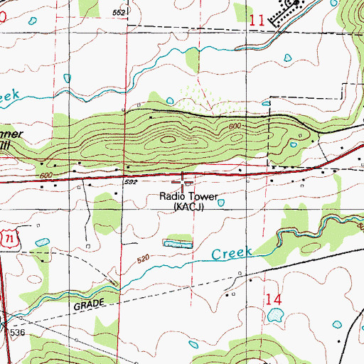 Topographic Map of KVOG-AM (Greenwood), AR
