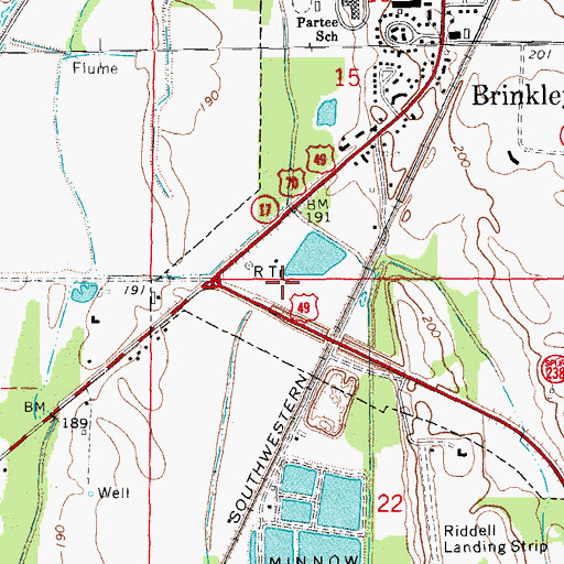 Topographic Map of KBRI-AM (Brinkley), AR