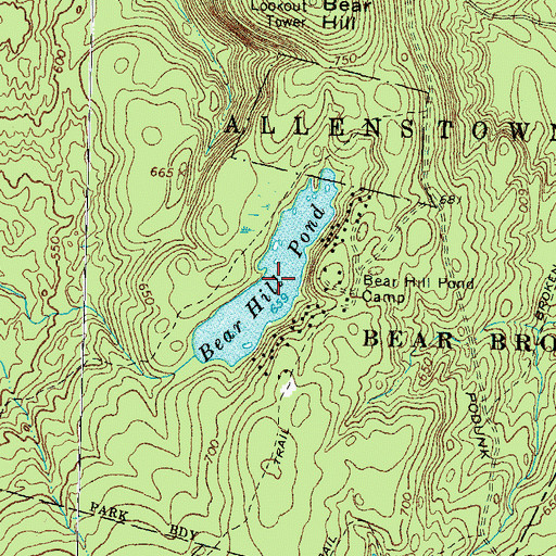 Topographic Map of Bear Hill Pond, NH