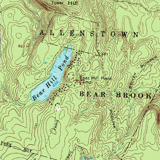 Topographic Map of Bear Hill Pond Camp, NH