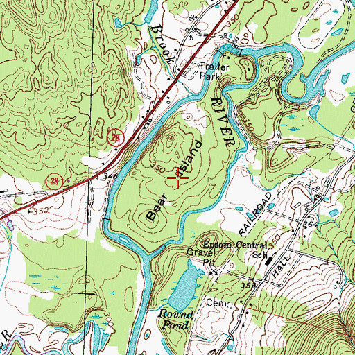 Topographic Map of Bear Island, NH