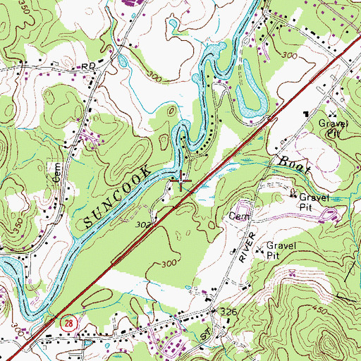 Topographic Map of Boat Meadow Brook, NH