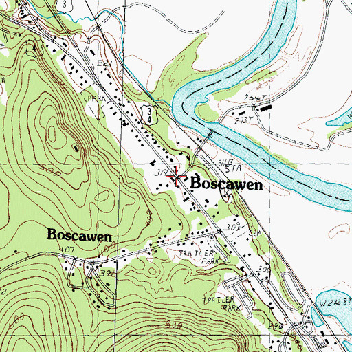 Topographic Map of Boscawen, NH