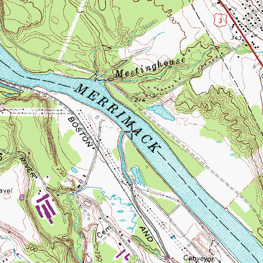 Topographic Map of Bow Bog Brook, NH