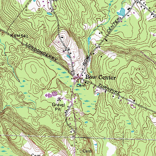 Topographic Map of Bow Center, NH