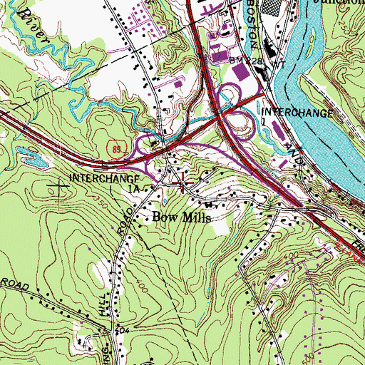 Topographic Map of Bow Mills, NH
