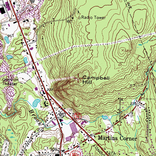 Topographic Map of Campbell Hill, NH