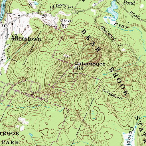 Topographic Map of Catamount Hill, NH