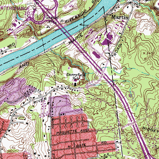 Topographic Map of Derryfield School, NH