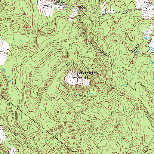 Topographic Map of Garvin Hill, NH
