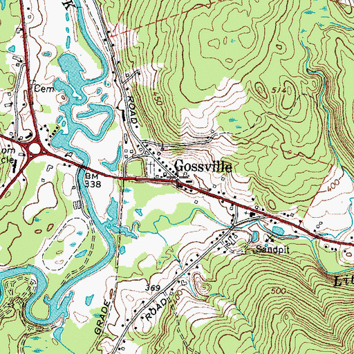 Topographic Map of Gossville, NH