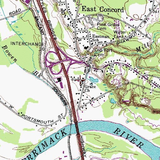 Topographic Map of Grace Church, NH