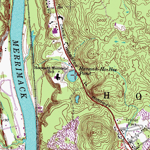 Topographic Map of Hannah-Ho-Hee Pond, NH