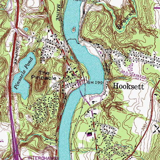 Topographic Map of Hooksett, NH