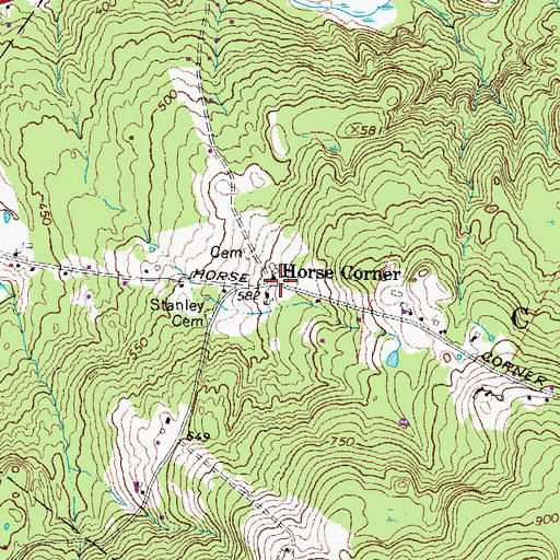Topographic Map of Horse Corner, NH