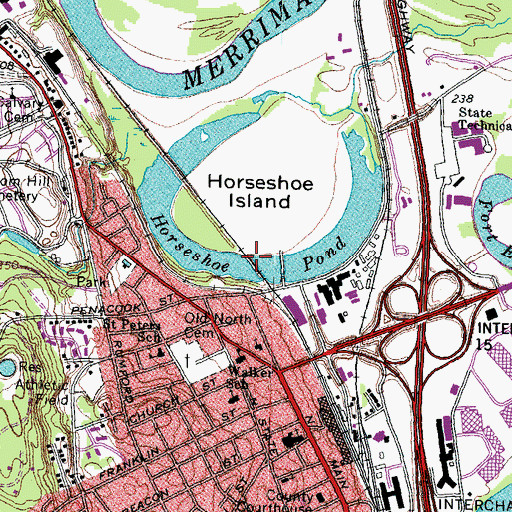 Topographic Map of Horseshoe Island, NH