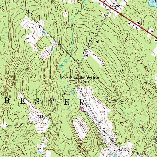 Topographic Map of Knowlton Cemetery, NH