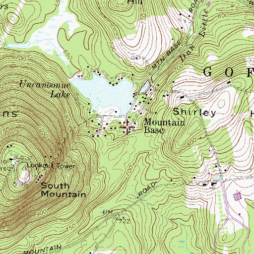 Topographic Map of Mountain Base, NH