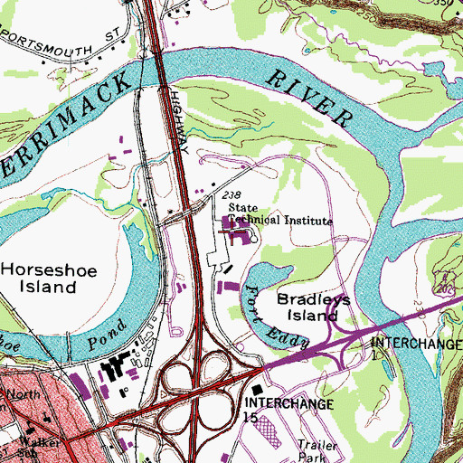 Topographic Map of New Hampshire State Technical Institute, NH