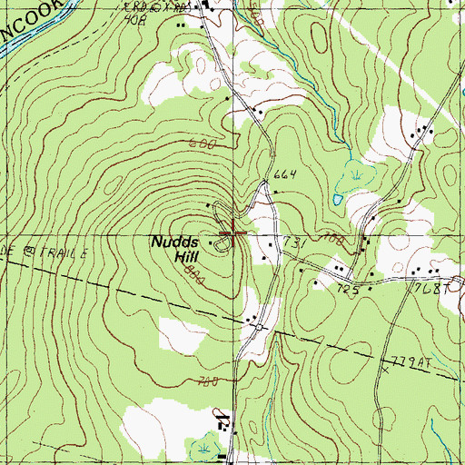 Topographic Map of Nudds Hill, NH