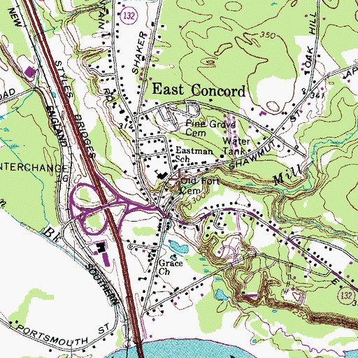 Topographic Map of Old Fort Cemetery, NH