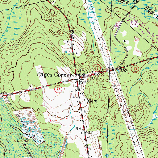 Topographic Map of Pages Corner, NH