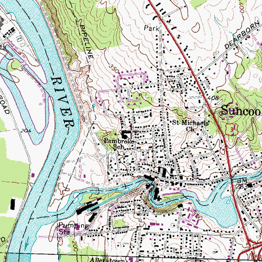 Topographic Map of Pembroke Village School, NH