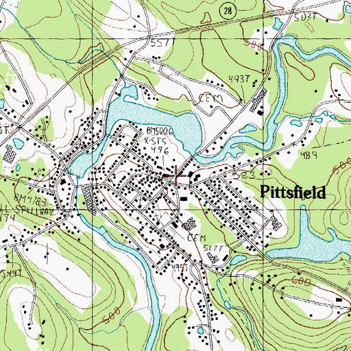 Topographic Map of Pittsfield, NH