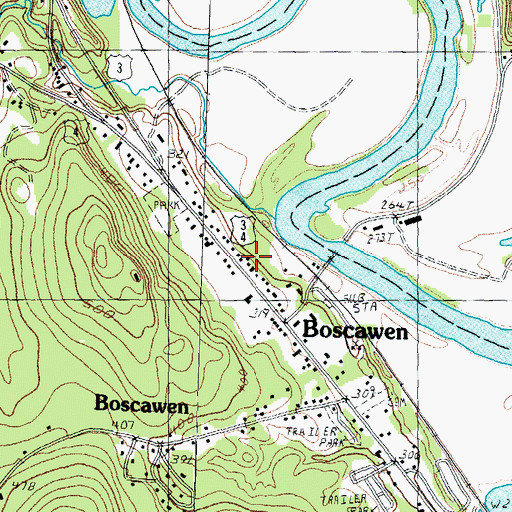 Topographic Map of Plains School, NH