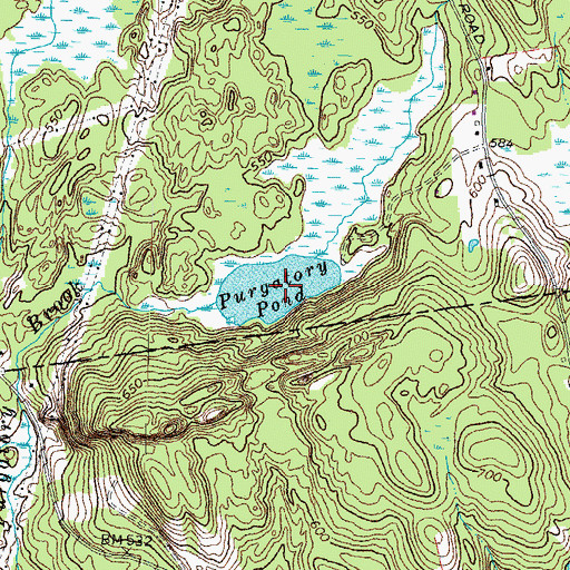 Topographic Map of Purgatory Pond, NH