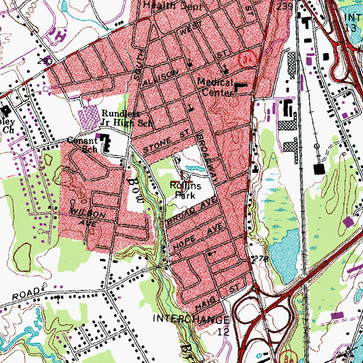 Topographic Map of Rollins Park, NH