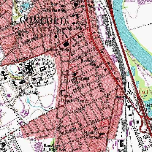 Topographic Map of Rumford School, NH