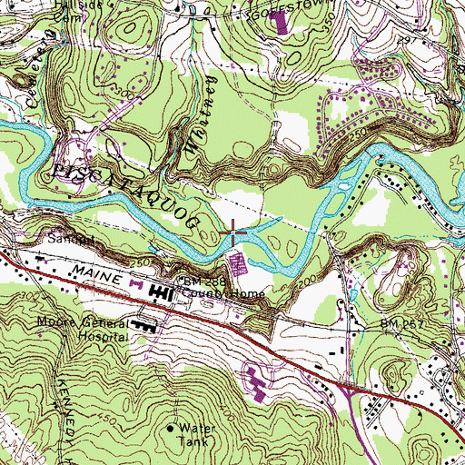 Topographic Map of Whitney Brook, NH