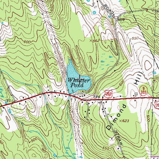 Topographic Map of Whittier Pond, NH