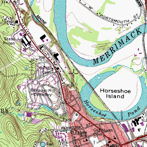 Topographic Map of Woods Brook, NH