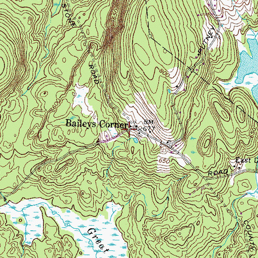 Topographic Map of Baileys Corner, NH