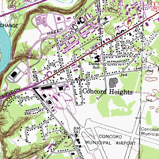 Topographic Map of Concord Heights, NH