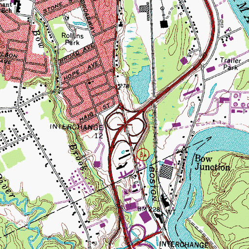 Topographic Map of Interchange 12, NH