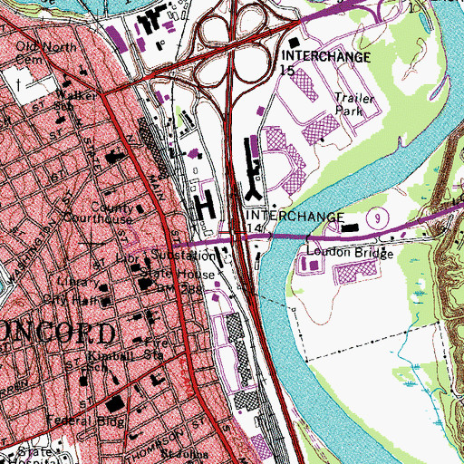 Topographic Map of Interchange 14, NH